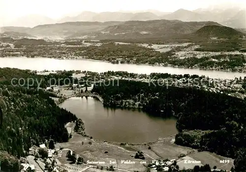 AK / Ansichtskarte Velden_Woerthersee Fliegeraufnahme mit Seisersee Velden Woerthersee