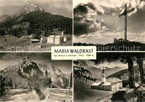 AK / Ansichtskarte Matrei_Brenner Maria Waldrast Gipfelkreuz Panorama Kirche Matrei Brenner
