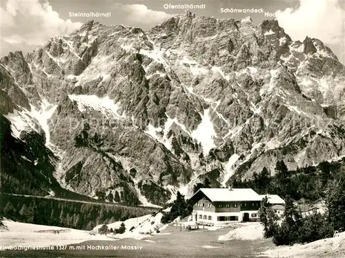 AK / Ansichtskarte Wimbachgriess_Huette mit Hochkalter Massiv Wimbachgriess Huette