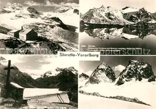 AK / Ansichtskarte Silvretta Hochalpenstrasse Wiesbadner Huette Piz Buin Lobspitze Litznersattel Gipfelkreuz Panorama Silvretta Hochalpenstrasse