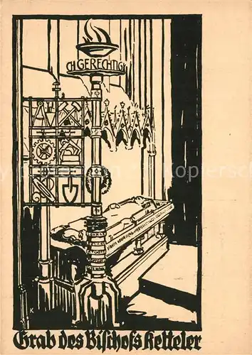 AK / Ansichtskarte Mainz_Rhein Grab des Bischofs Ketteler Kuenstlerkarte Mainz Rhein