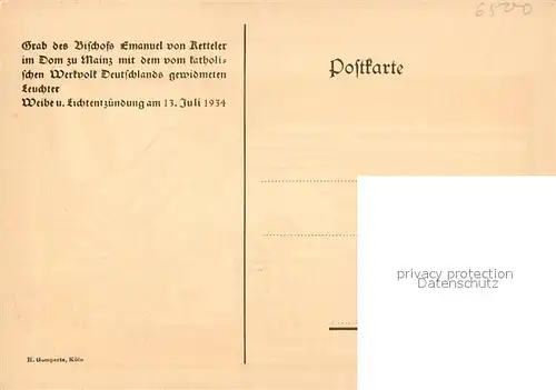 AK / Ansichtskarte Mainz_Rhein Grab des Bischofs Ketteler Kuenstlerkarte Mainz Rhein