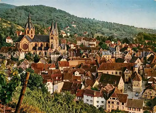 AK / Ansichtskarte Heppenheim_Bergstrasse Stadtbild mit Kirche Blick von der Starkenburg Heppenheim_Bergstrasse