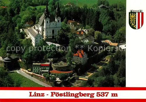 AK / Ansichtskarte Linz_Donau Wallfahrtsbasilika Poestlingberg Restaurant Bellevue Gasthof Sturm Fliegeraufnahme Linz_Donau