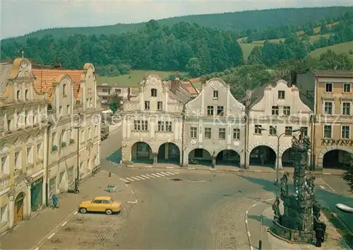 AK / Ansichtskarte Ladek_Zdroj Kamieniczkiw Rynku Barokowa figura wotywna Ladek Zdroj