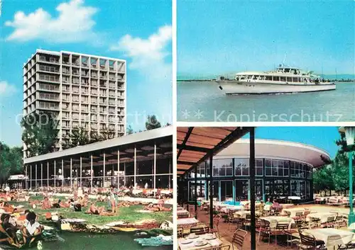 AK / Ansichtskarte Balaton_Plattensee Hotel Fahrgastschiff Liegewiese Balaton_Plattensee
