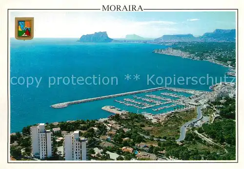 AK / Ansichtskarte Moraira Kuestenpanorama Hafen Fliegeraufnahme Moraira