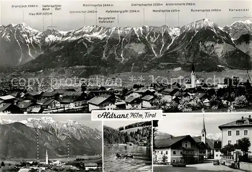 AK / Ansichtskarte Aldrans Gesamtansicht mit Alpenpanorama Motiv mit Kirche Partie am See Aldrans