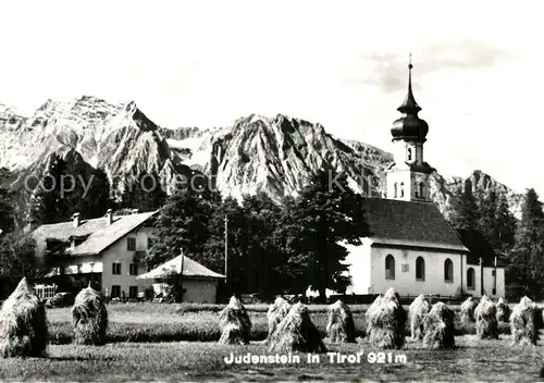 AK / Ansichtskarte Judenstein Motiv mit Kirche Felder Erntezeit Alpenblick Judenstein