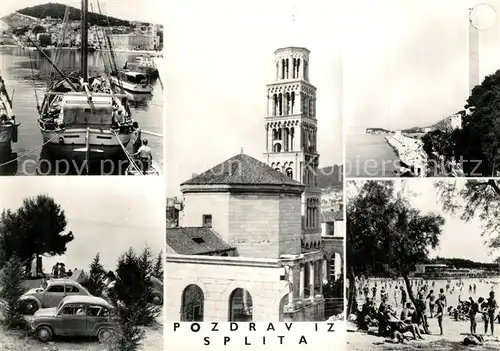 AK / Ansichtskarte Split_Spalato Hafen Campingplatz Kirche Strand Kuestenpanorama Split_Spalato