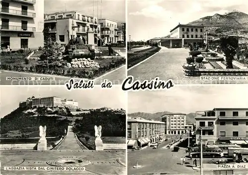 AK / Ansichtskarte Cassino Monumento di Caduti Stazione Ferroviaria Abbazia Cimitero Polacco Piazza Amando Diaz Cassino
