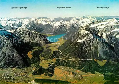 AK / Ansichtskarte Maurach_Achensee und Umgebung Karwendelgebirge Bayerische Alpen Rofangebirge Fliegeraufnahme Maurach Achensee