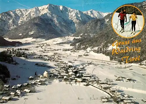 AK / Ansichtskarte Waidring_Tirol Wintersportplatz Alpen Fliegeraufnahme Langlaufloipe Waidring Tirol