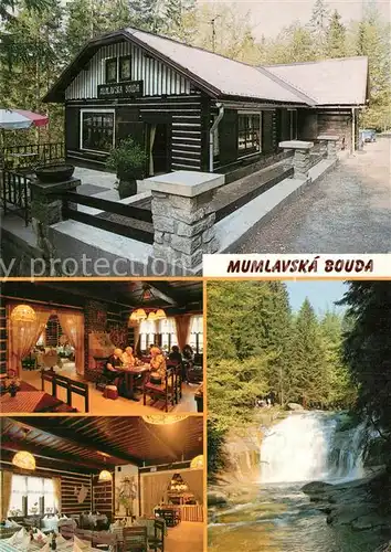 AK / Ansichtskarte Harrachov_Harrachsdorf Mumlavska Bouda Waldhuette Restaurant Wasserfall Harrachov Harrachsdorf
