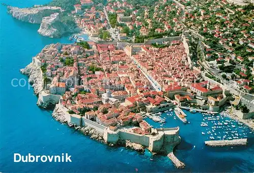 AK / Ansichtskarte Dubrovnik_Ragusa Altstadt Festung Hafen Fliegeraufnahme Dubrovnik Ragusa