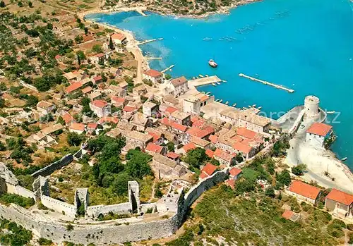 AK / Ansichtskarte Ston_Dubrovnik Stadtmauer Altstadt Hafen Fliegeraufnahme Ston Dubrovnik