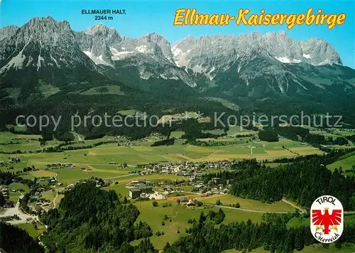 AK / Ansichtskarte Ellmau_Tirol Landschaftspanorama Kaisergebirge Fliegeraufnahme Ellmau Tirol