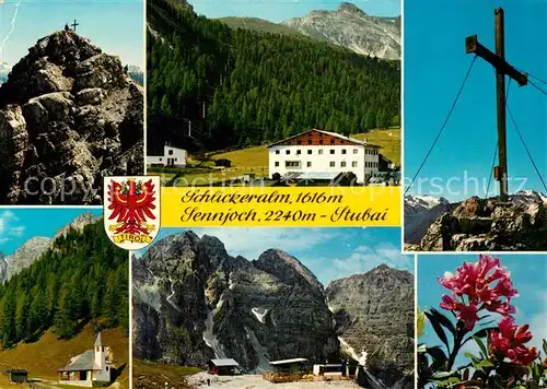 AK / Ansichtskarte Schlickeralm Sennjoch Stubai Gipfelkreuz Kirche Schlickeralm