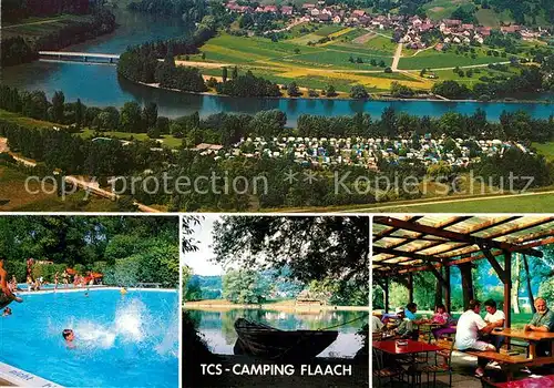 AK / Ansichtskarte Flaach Fliegeraufnahme TCS Campingplatz Flaach Schwimmbad Terrasse Flaach