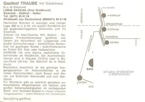 AK / Ansichtskarte Barbian Gasthof Traube Terrasse Swimming Pool Barbian