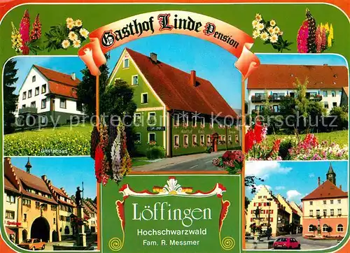 AK / Ansichtskarte Loeffingen Gasthof Pension Linde Innenstadt Brunnen Blumen Loeffingen