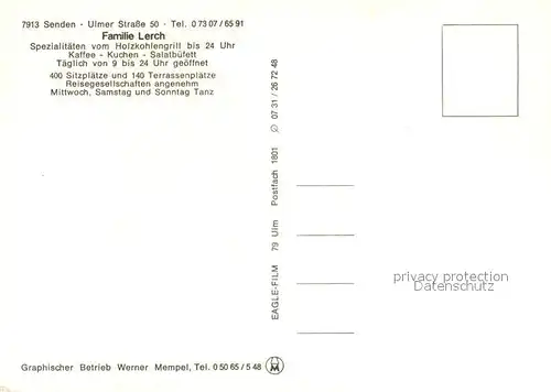 AK / Ansichtskarte Senden_Iller Rotisserie Rustical Restaurant Senden_Iller