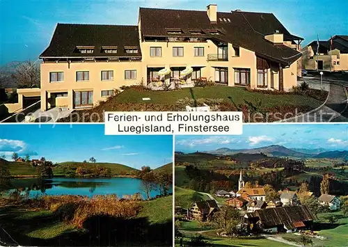 AK / Ansichtskarte Finstersee Ferienhaus Erholungshaus Luegisland Landschaftspanorama See Finstersee