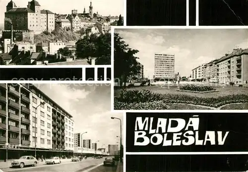 AK / Ansichtskarte Mlada_Boleslav Schloss Strassenpartie Hochhaus Mlada_Boleslav