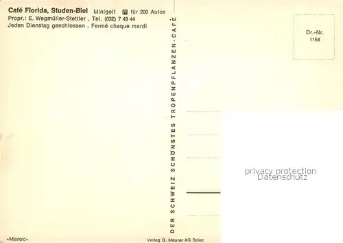 AK / Ansichtskarte Studen_BE Cafe Florida  Studen_BE