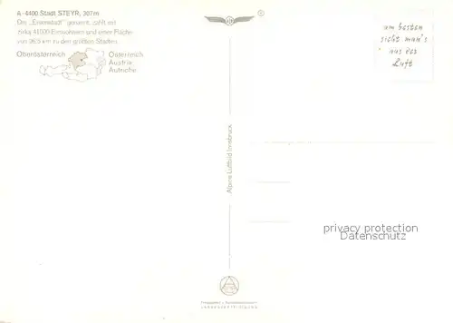 AK / Ansichtskarte Steyr_Enns_Oberoesterreich Eisenstadt Fliegeraufnahme Steyr_Enns