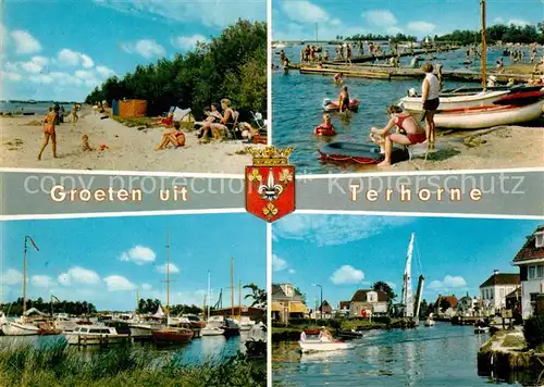 AK / Ansichtskarte Terhorne Badestrand Hafen Kanal Zugbruecke Terhorne