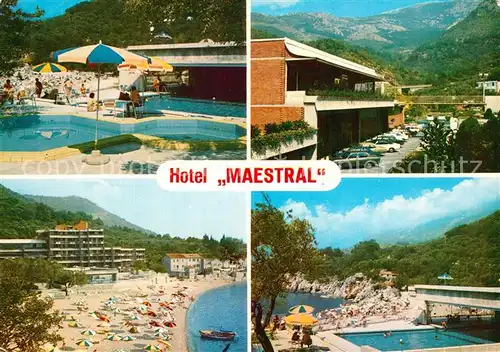 AK / Ansichtskarte Titograd Hotel Maestral Swimming Pool Badestrand Titograd