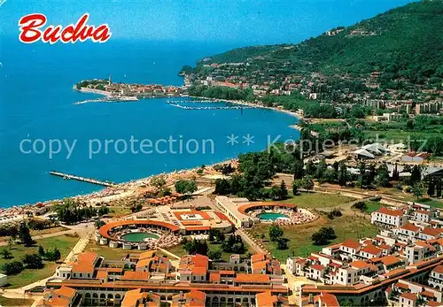 AK / Ansichtskarte Budva Slovenska plaza Hotelanlagen Badestrand Fliegeraufnahme Budva