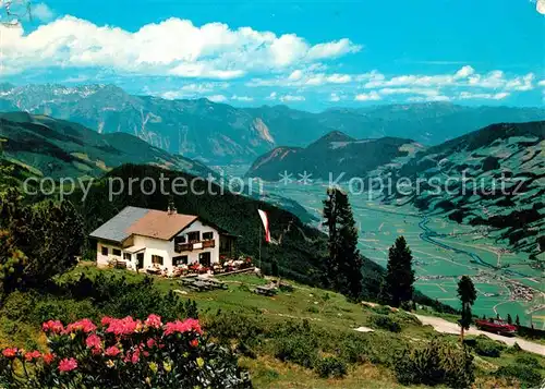 AK / Ansichtskarte Kaltenbach_Tirol Alpengasthaus Kaltenbacher Schihuette Panorama Zillertal Inntal mit Rofangebirge Kaltenbach Tirol