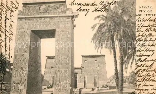 AK / Ansichtskarte Karnak_Egypt Phylon Tempel Karnak Egypt
