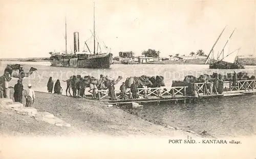 AK / Ansichtskarte Kantara Kanal Frachtschiff Faehre Kamele 