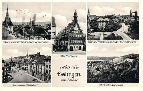 AK / Ansichtskarte Esslingen_Neckar Stadtpanorama Rathaus Frauenkirche Burg Stadtkirche Esslingen Neckar