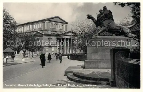 AK / Ansichtskarte Darmstadt Denkmal des Hessischen Leibgarde Inf. Regts. 115 Landestheater Darmstadt