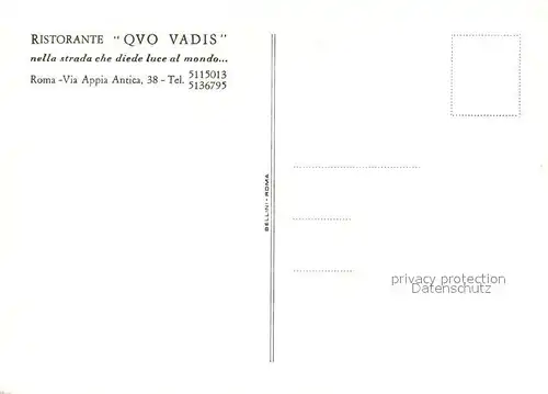 AK / Ansichtskarte Roma_Rom Ristorante Quo Vadis Roma_Rom