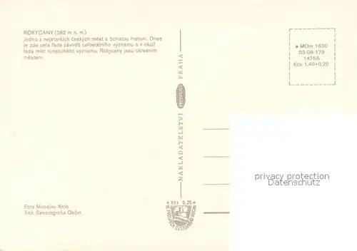 AK / Ansichtskarte Rokycany Kirche Mariensaeule Rathaus Denkmal Innenstadt Rokycany