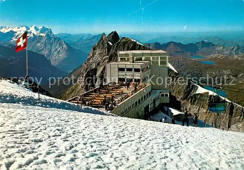 AK / Ansichtskarte Titlis_Engelberg Gipfelrestaurant Fernsicht Bergwelt Titlis Engelberg