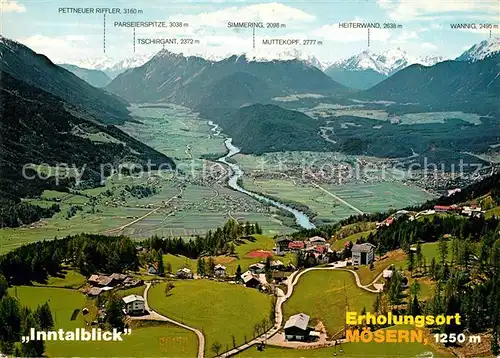 AK / Ansichtskarte Moesern mit Telfs Mieminger Plateau und Lechtaler Alpen Fliegeraufnahme Moesern