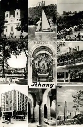 AK / Ansichtskarte Tihany Kloster Innenansichten Moderne Gebaeude Blick auf Plattensee Tihany