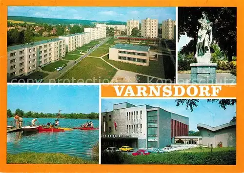 AK / Ansichtskarte Varnsdorf Wohnsiedlung Hochhaeuser Denkmal Gebaeude Badesee Varnsdorf