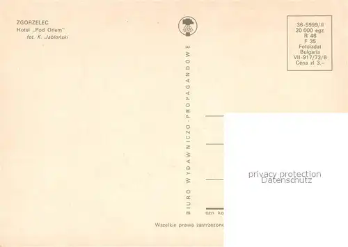 AK / Ansichtskarte Zgorzelec Hotel Pod Orlem Zgorzelec