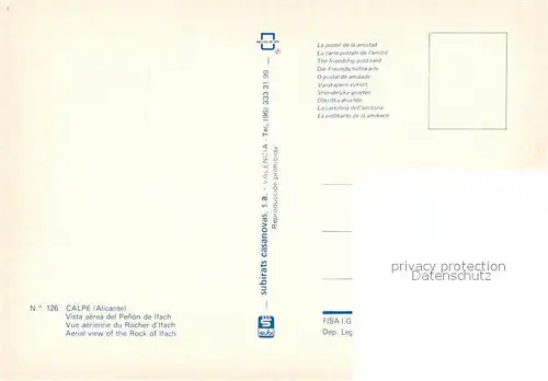 AK / Ansichtskarte Calpe Vista aerea del Penon de Ifach Calpe