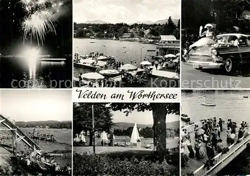 AK / Ansichtskarte Velden_Woerthersee Feuerwerk Badestrand Hochzeitsveranstaltung Seepromenade Velden Woerthersee