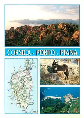 AK / Ansichtskarte Porto_Piana Les calanches Kuestenpanorama Berge Esel Landkarte 
