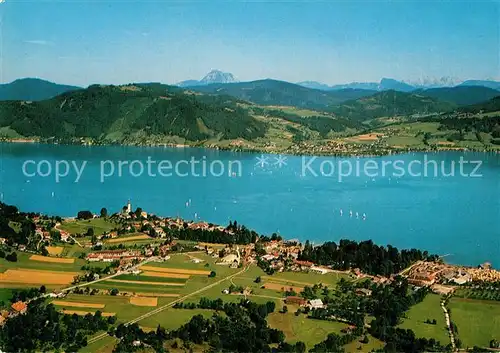 AK / Ansichtskarte Attersee Alpenpanorama Fliegeraufnahme Attersee