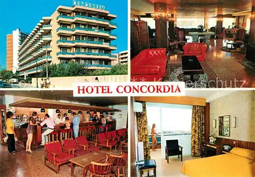AK / Ansichtskarte Playas_de_Palma_Mallorca Hotel Concordia Restaurant Bar Fremdenzimmer Playas_de_Palma_Mallorca